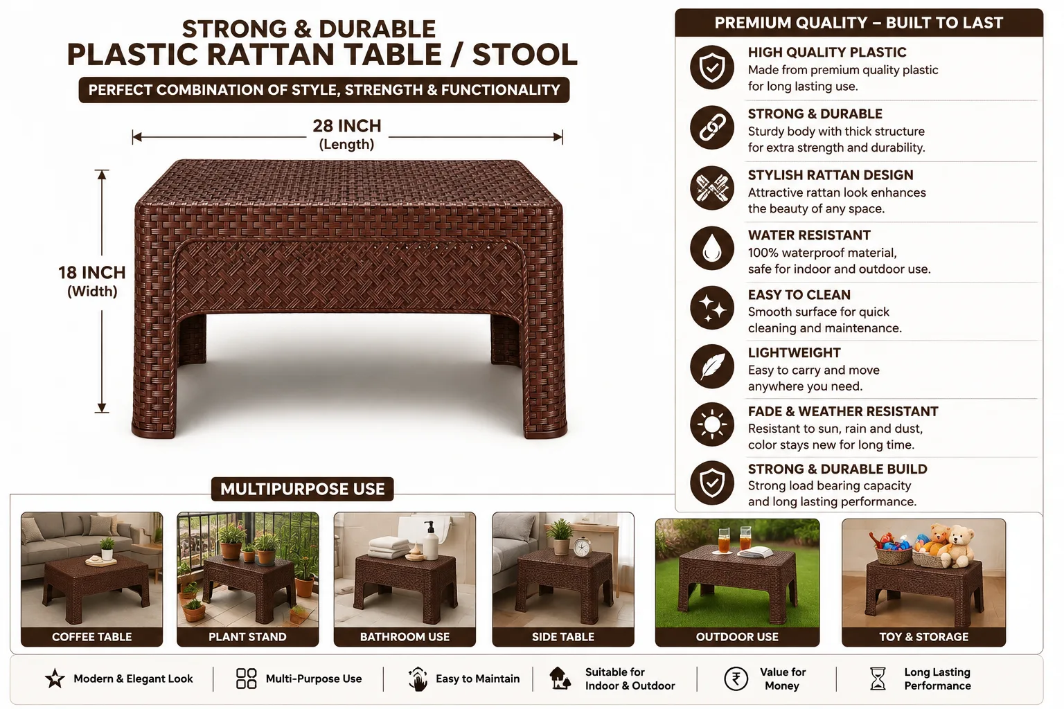 Plastic Rattan Table / Stool