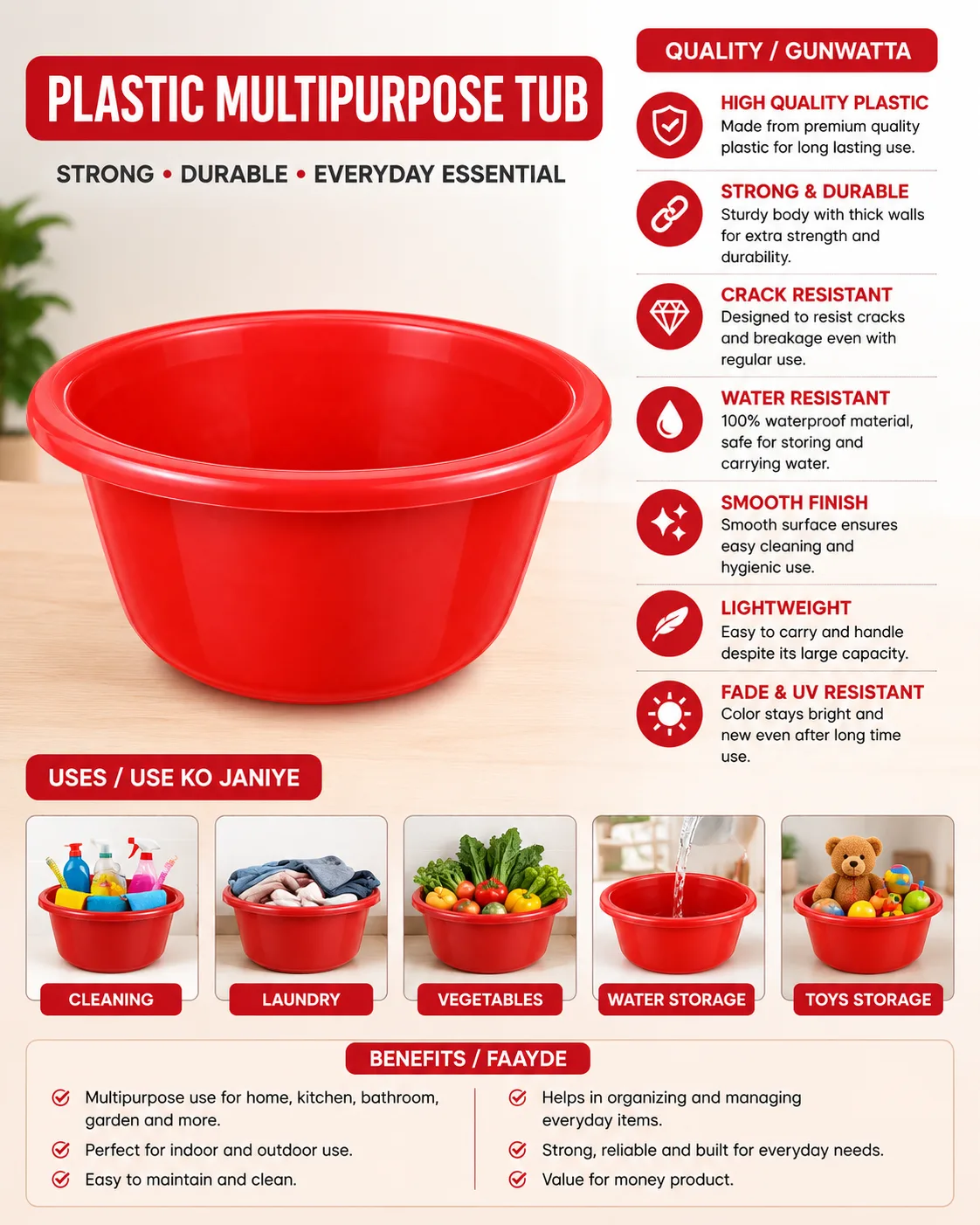 Plastic Multipurpose Tub