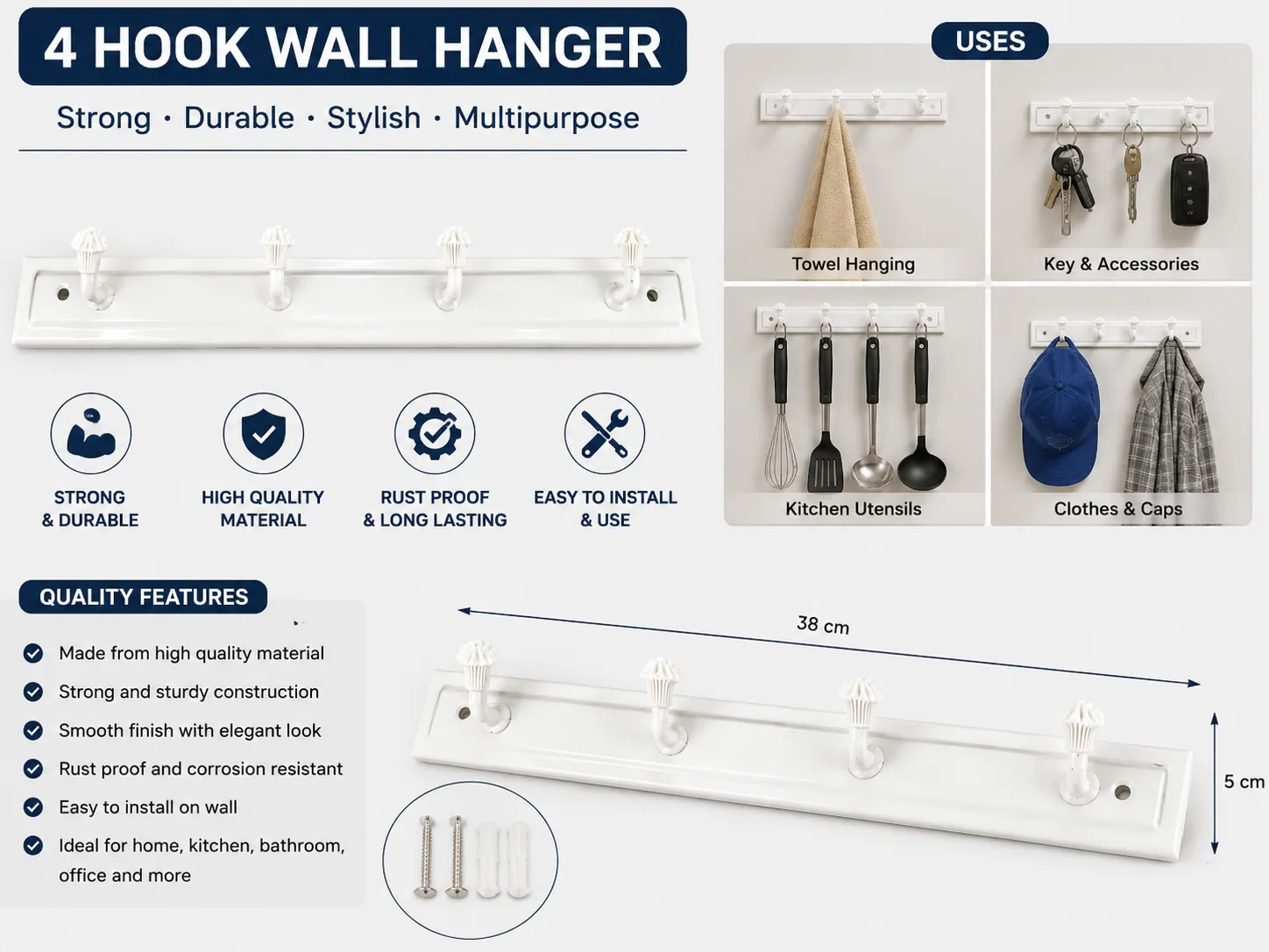 4 Hook Wall Hanger